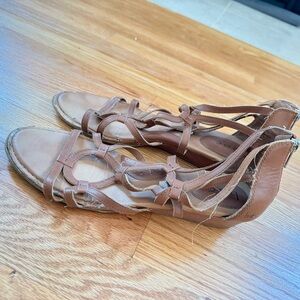 b.o.c. Tan Strappy Gladiator Sandals with Back Zip